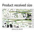 Detail view of cartoon panda and bamboo wall stickers showing dimensions 30x90cm - 30*90cm*2