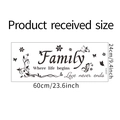 Detail of Family wall decal layout with floral accents and 60x24cm size markings - 24*60cm