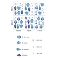 Dimensions détaillées des planches de stickers muraux poissons bleus pour chambre enfant - 15*20cm*6pcs