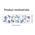 Dimensioni dell'adesivo murale 90x30cm con iris blu acquerello e colibrì - 30*90cm