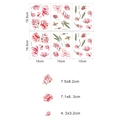 Detailansicht der Aquarell-Blumenwandaufkleber mit Abmessungen und verschiedenen Designs - Rosa Blumen Stil