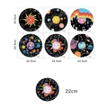Detail showing 7 vintage vinyl record wall stickers with solar and floral patterns - 24.5 X 24.5 Cm X 6 Pieces (printed)