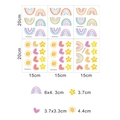 Vue détaillée du lot de stickers arc-en-ciel avec dimensions précises de 20x15cm - Style Arc-en-ciel Étoile Soleil Dessin Animé (FX-F414)