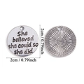 Silver vintage alloy pendant with She Believed She Could engraving and 2cm size mark - Antique Silver