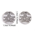 Retro alloy 1.5cm round inspirational charms with engraved letters for DIY jewelry - Brave One (A7-242) / Antique Silver