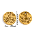 Golden alloy round charm pendant with inspirational engraving and 1.5cm diameter - Brave One (A7-242) / Antique Gold