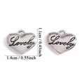 Retro silver heart-shaped pendant engraved with 'Lovely' and its size measurement - Antique Silver
