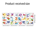 Vue détaillée de 26 stickers muraux alphabet animaux avec dimensions et mise en page - 25x35cm (4 Feuilles)