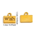 Gold alloy rectangle pendant with engraved wish lettering and dimensions for DIY jewelry - Wish Rectangle (A7-244) / Antique Gold