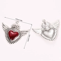 Front and back detail of gothic winged heart pendants for DIY jewelry making - Angel Winged Sacred Heart Pendant (A5-156)