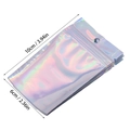Bolsas holográficas de plástico para joyería con autocierre y colgador, de 10x6cm - Estilo Ziplock Holográfico / 6*10cm (Interior 5*7) / Holográfico Iridiscente