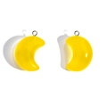 Pair of bright yellow crescent moon resin pendants with silver loops for DIY jewelry - Yellow