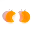 Vibrant jelly orange moon-shaped acrylic pendants for DIY jewelry and keychain making - Orange