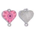 Pink heart connector charm with mandala pattern and eye design for jewelry making - Pink Mandala (A5-214-whitek-1) / 20*16mm / Pink