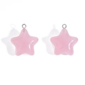 Pair of jelly pink star acrylic charms with metal loops for DIY jewelry making - Pink