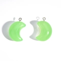 Detail of translucent green acrylic moon pendants with silver rings for jewelry DIY - 29.5*20mm / Green