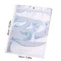 Detalle de bolsa de cierre láser iridiscente con orificio para colgar de 18x26cm - Estilo Ziplock Holográfico / 18*26cm (Interior 17*23) / Holográfico Iridiscente