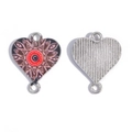 Detail of heart-shaped enamel connector charms for DIY jewelry making in mandala style - Brown Mandala (A5-214-whitek-3) / 20*16mm / Brown