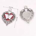 Detailed front and back view of silver Gothic heart pendant with a white butterfly - Butterfly Hollow Heart (A5-176)