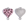 Detail of heart pendants with pink leopard print and sweet text for DIY jewelry making - Pink Leopard (A5-214-whitek-4) / 20*16mm / Pink
