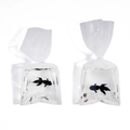 Creative resin gold fish in water bag earrings with transparent simulated liquid design - Black / 53*23.5mm / 3.4g
