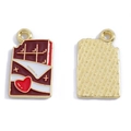 Pendentif chocolat pour bijoux DIY avec motif de cœur et détail de morsure - Forme de Chocolat (A7-392) / 20*11mm / Rouge