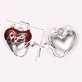 Detail of red enamel heart pendant with devil horns showing front and back size 2.7x2.5cm - Devil Horn Heart Pendant (A5-172)