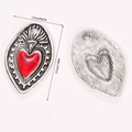 Gothic red enamel heart pendant jewelry accessory with detailed size measurements - Sacred Heart Enamel Charm (A5-173)