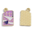Pendentif barre de chocolat en émail violet avec motif cœur pour bijoux DIY - Forme de Chocolat (A7-392) / 20*11mm / Violet