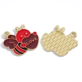 Pendentif abeille en alliage doré avec cœur rouge pour création de bijoux DIY - Abeille avec Cœur (A7-393) / 18*21mm / Rouge