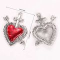 Detailed view of Gothic heart and arrow pendant with red oil drip and DIY base - Heart Through Arrow Combination (A5-187)