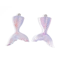 Iridescent mermaid tail resin charms with purple-pink gradient for DIY jewelry making - 43x28mm / Purple