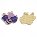 Pendentif abeille en alliage avec cœur violet et texte LOVE pour création de bijoux - Abeille avec Cœur (A7-393) / 18*21mm / Violet