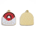 Pendentif enveloppe coeur doré avec gravure LOVE et finition émail arc-en-ciel coloré - Pendentif Enveloppe (A7-394) / 21*17mm / Rouge