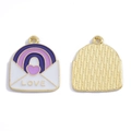 Pendentif enveloppe émaillé DIY avec cœur violet et arc-en-ciel pour bijoux fantaisie - Pendentif Enveloppe (A7-394) / 21*17mm / Violet