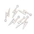 Five vintage silver alloy lightning bolt pendants for DIY necklace and bracelet jewelry making - Antique Silver (28x8mm, 0.9g)
