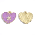 Pendentif cœur doré avec émail violet et texte GET ME pour création de bijoux DIY - Plaque Cœur (A7-395) / 17*18mm / Violet