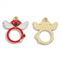 Pendentif en alliage avec anneau rouge et ailes en émail blanc pour bijoux DIY - Diamant Ailé (A7-397) / 23*20mm / Rouge