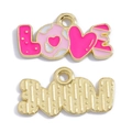 Pendentif LOVE en émail rose et métal doré pour la création de bijoux DIY - Lettres LOVE (A7-399) / 13*23mm / Rose