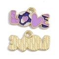 Pendentif LOVE en alliage violet et doré avec cœur émaillé pour la création de bijoux - Lettres LOVE (A7-399) / 13*23mm / Violet