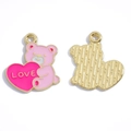 Pendentif ours rose en alliage avec cœur pour bijoux DIY colliers et bracelets - Ours avec Cœur (A7-400) / 23*20mm / Rose