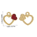 Vorder- und Rückansicht der herzförmigen Legierungsanhänger mit rotem Glitzer und Textur - Gedrehter Rahmen Herz (A5-231) / 18x17.5mm / Rotgold