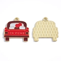 Pendentifs voiture en émail rouge avec dos en métal doré pour la création de bijoux - Voiture Cœur (A7-401) / 22*22mm / Rouge