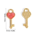 Detaillierte Vorder- und Rückansicht des goldenen Herz-Schlüsselanhängers für DIY-Schmuck - Herzschlüssel Anhänger (A5-234) / 16x7mm / Rotgold