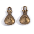 Zwei Vintage-Geldbeutel-Anhänger aus Bronze mit Dollarzeichen für DIY-Schmuck - A5-317-antike Bronze/17*9mm/136g