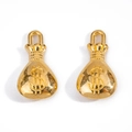 Makroaufnahme von zwei vergoldeten Geldsack-Anhängern mit Dollarzeichen für DIY-Schmuck - A5-317-gold/17*9mm/136g