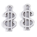 Detailed view of polished silver alloy dollar sign pendants for DIY jewelry making crafts - A5-316-antique Silver/17*9mm/0.56g