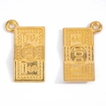 Macro detail of gold-tone alloy 100 dollar bill charms with fine embossed texture - A5-315-imitation Gold / 21*12mm / 1.13g