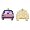 Pendentif émaillé en forme de voiture avec cœur et texte IN MINE pour bijoux DIY - Voiture Cœur (A7-401) / 22*22mm / Violet