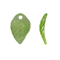Macro view of translucent green leaf-shaped acrylic charms with detailed vein textures - Pale Green (A5-350-2)